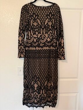 SHEIN Black Lace Midi Dress with Nude Lining